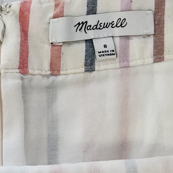 Madewell Flecked Rainbow Striped Skirt Size 8 Multicolor Button Slit - Picture 4 of 5